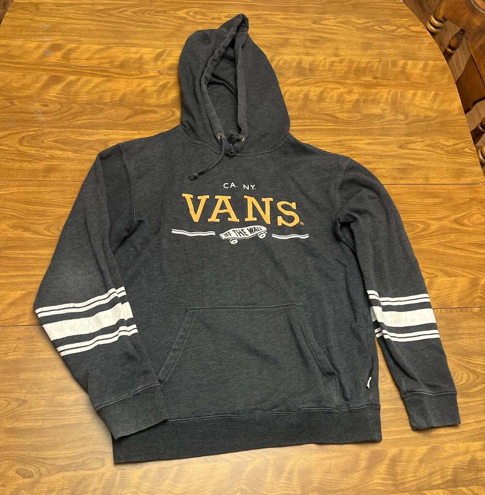 Vans Off The Wall CA. NY. Gray Hoodie Sweatshirt Men's Small